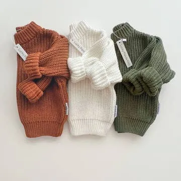 Chunky Knit Kids Sweater| Rust