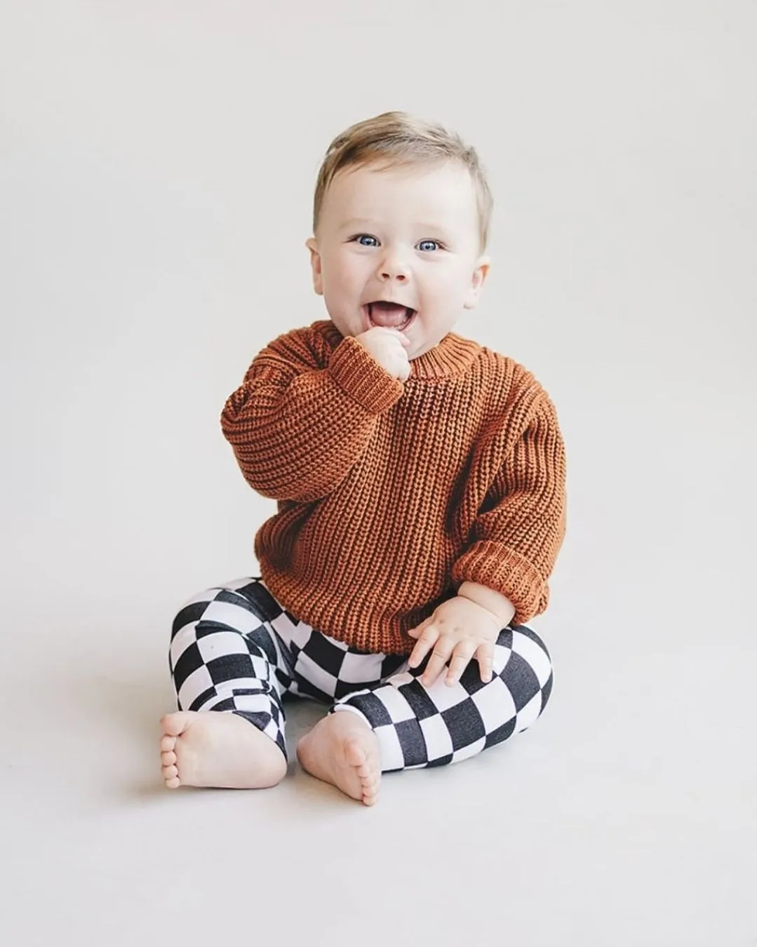 Chunky Knit Kids Sweater| Rust