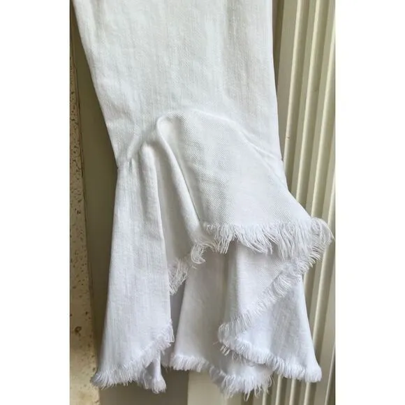 Citizens Of Humanity Drew Flounce Ruffle Flare High Rise White Jeans Sz 26