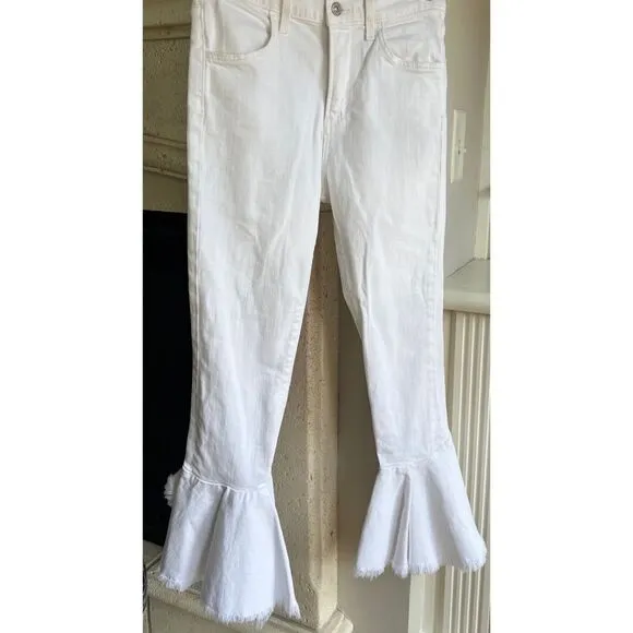 Citizens Of Humanity Drew Flounce Ruffle Flare High Rise White Jeans Sz 26