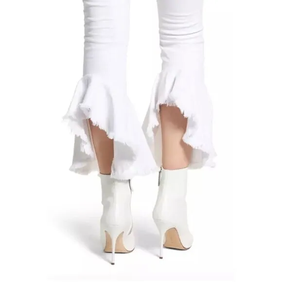Citizens Of Humanity Drew Flounce Ruffle Flare High Rise White Jeans Sz 26