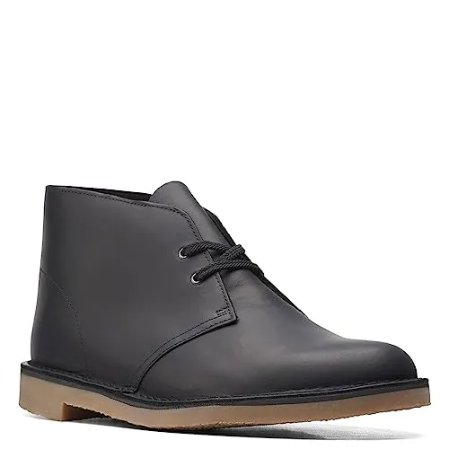 Clarks Men's Bushacre 3 Chukka Boot, Black Leather, 12