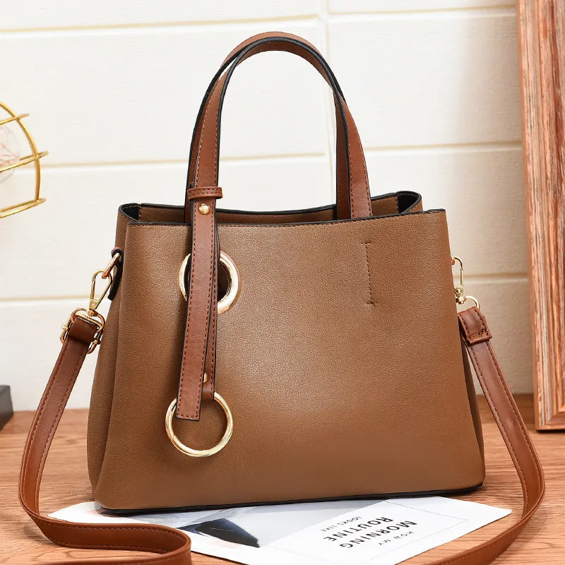 Classic Style Handbags For Women, Double Handle Satchel Purses, Fashion PU Leather Crossbody Bag