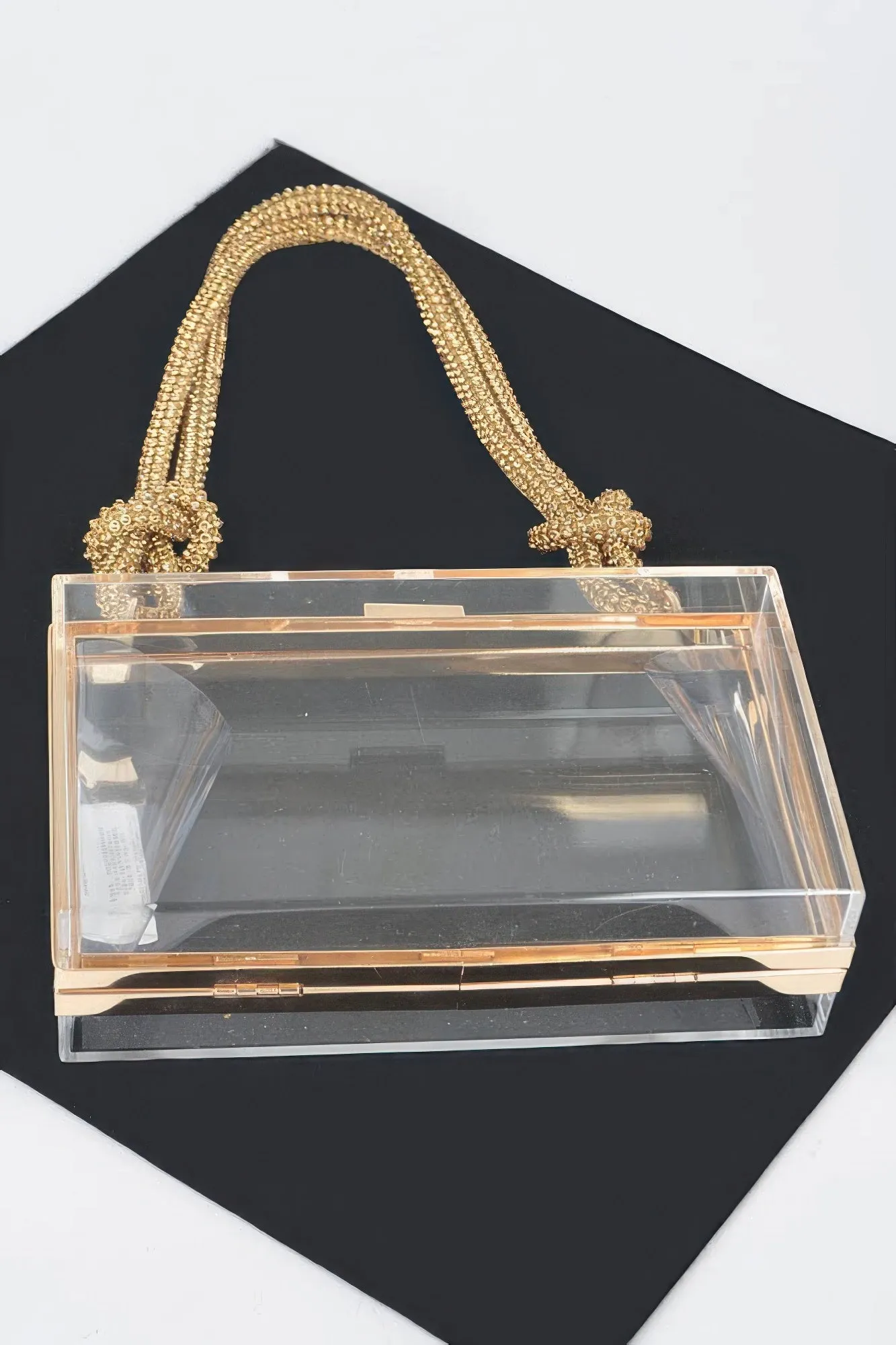 Clear Case Clutch W/rhinestone Handle