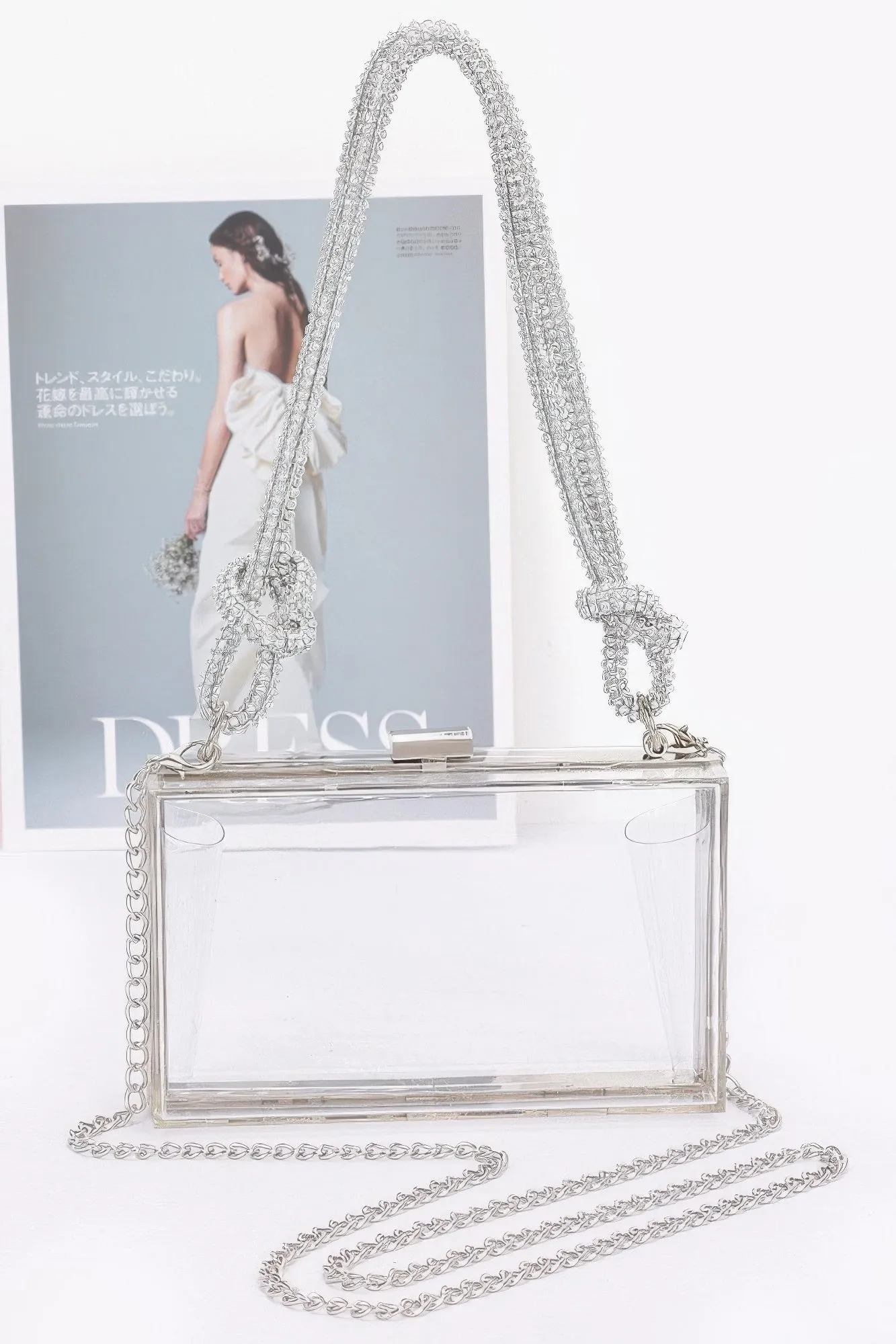 Clear Case Clutch W/rhinestone Handle
