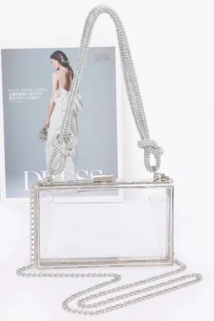 Clear Case Clutch W/rhinestone Handle