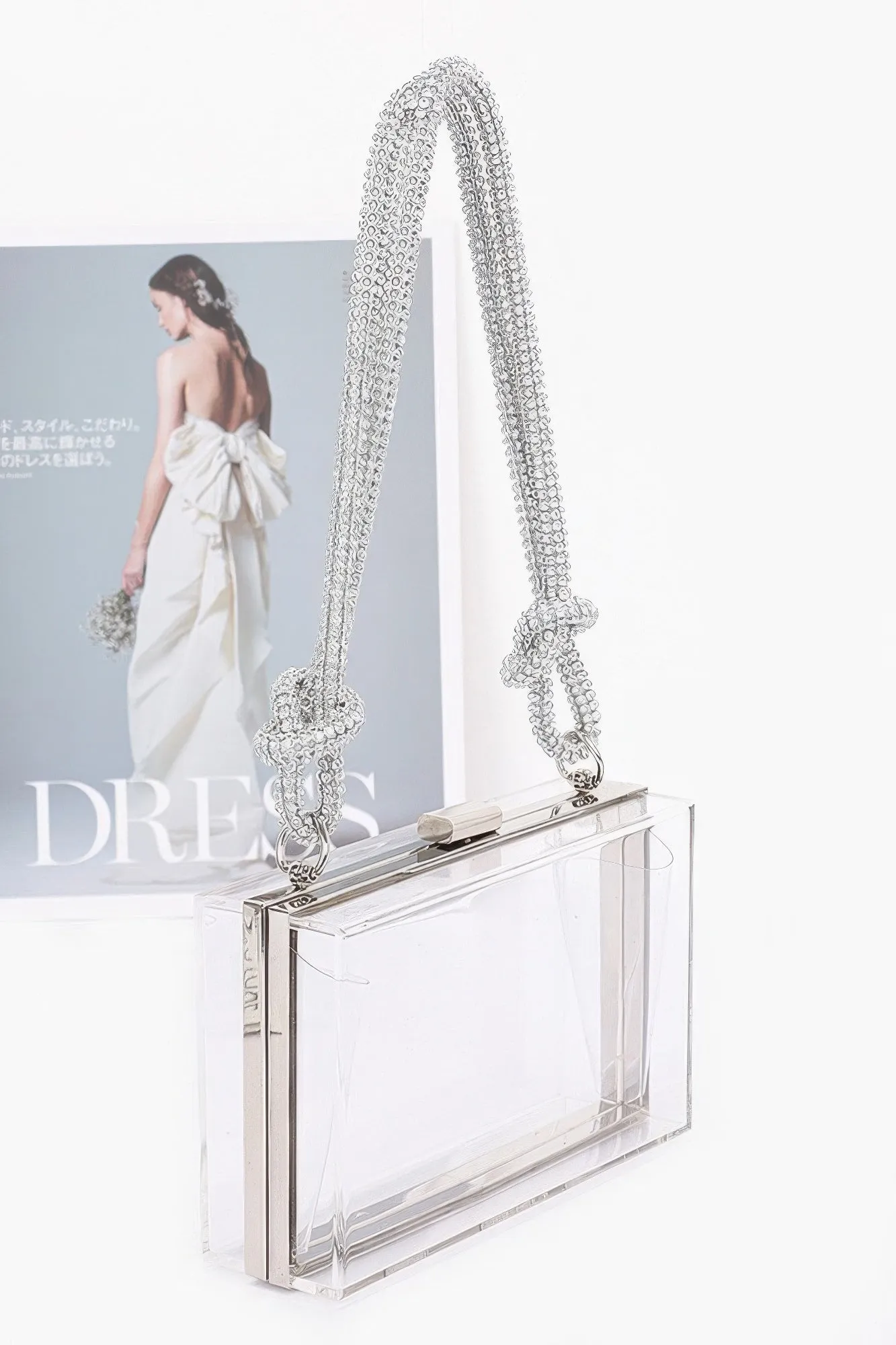 Clear Case Clutch W/rhinestone Handle