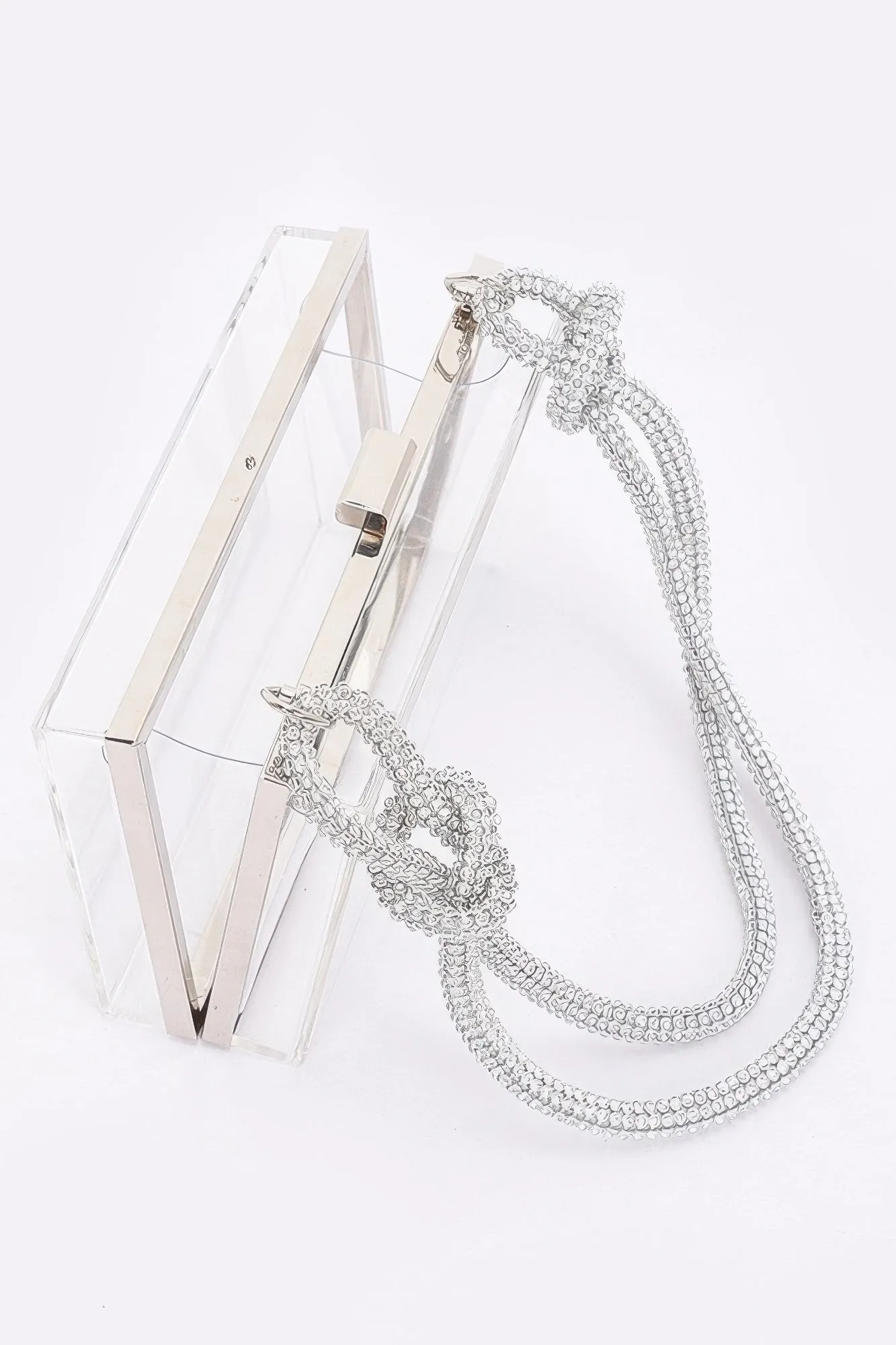 Clear Case Clutch W/rhinestone Handle
