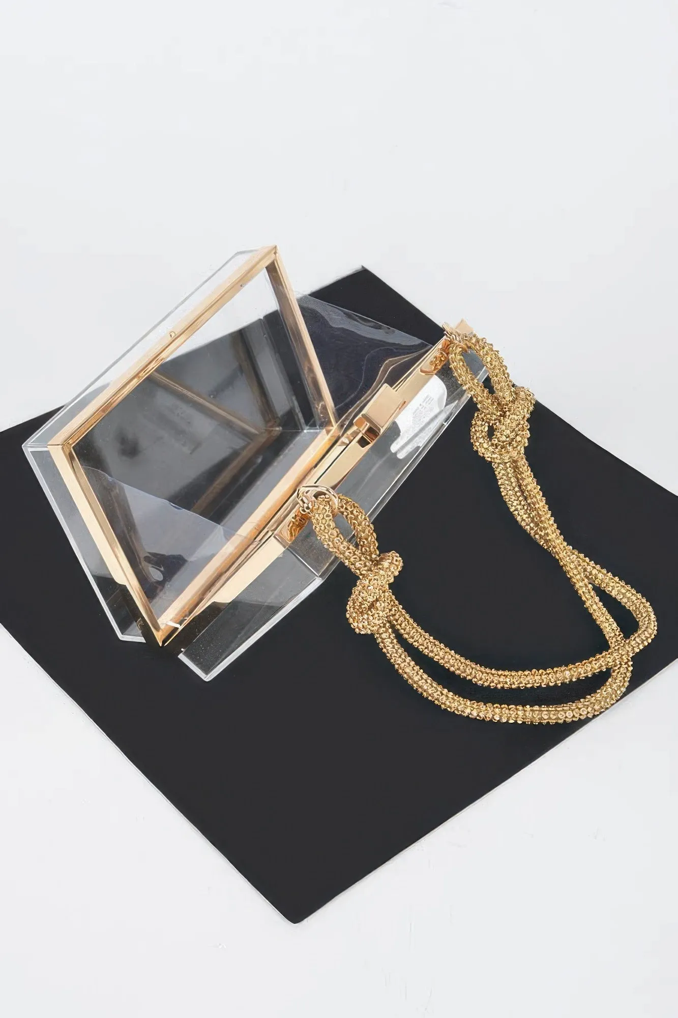 Clear Case Clutch W/rhinestone Handle