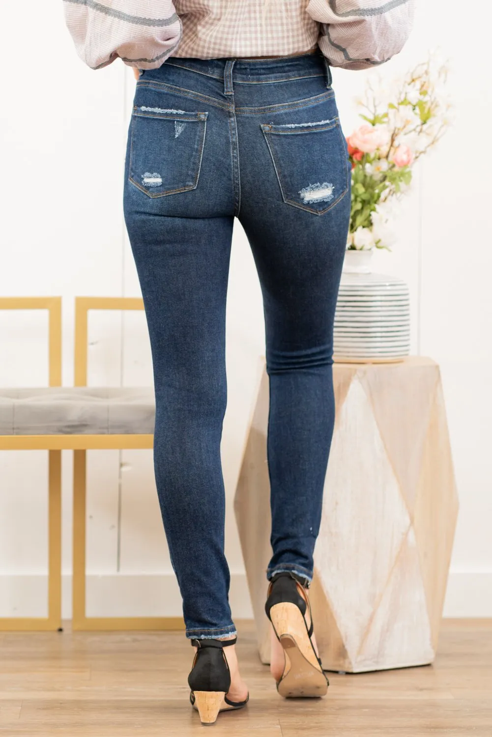 Cleo High Rise Distressed Skinny