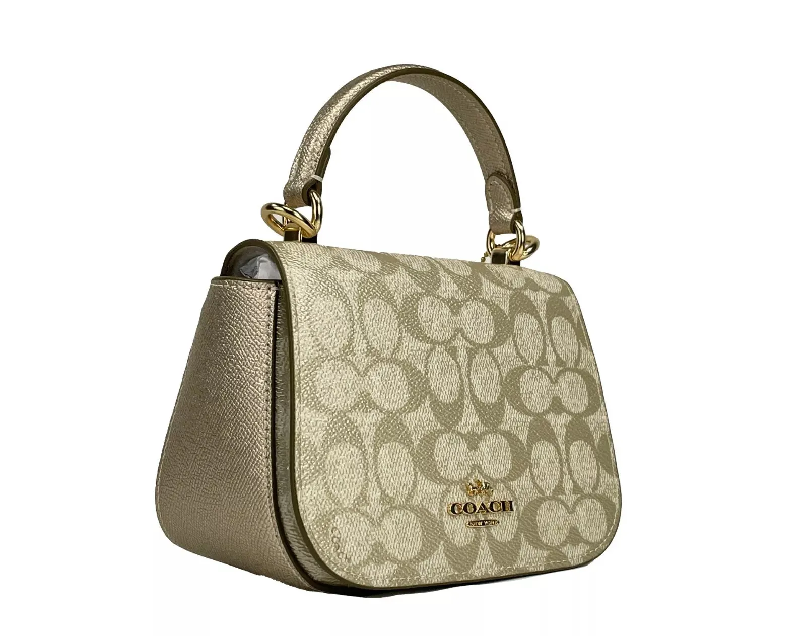 COACH Lysa Top Handle Bag Crossbody Champagne Gold