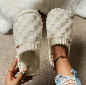 COLOR BLOCK FUR SLIPPERS