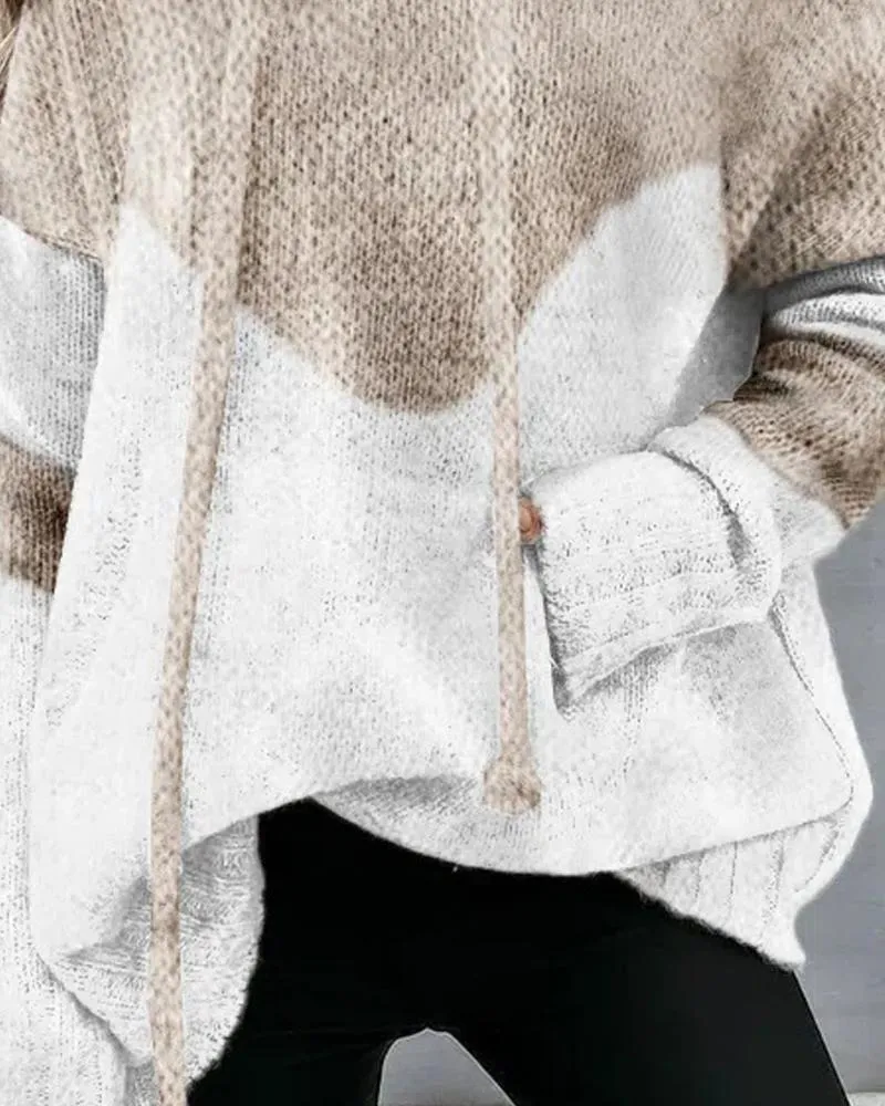 Colorblock Long Sleeve Chunky Knit Sweater