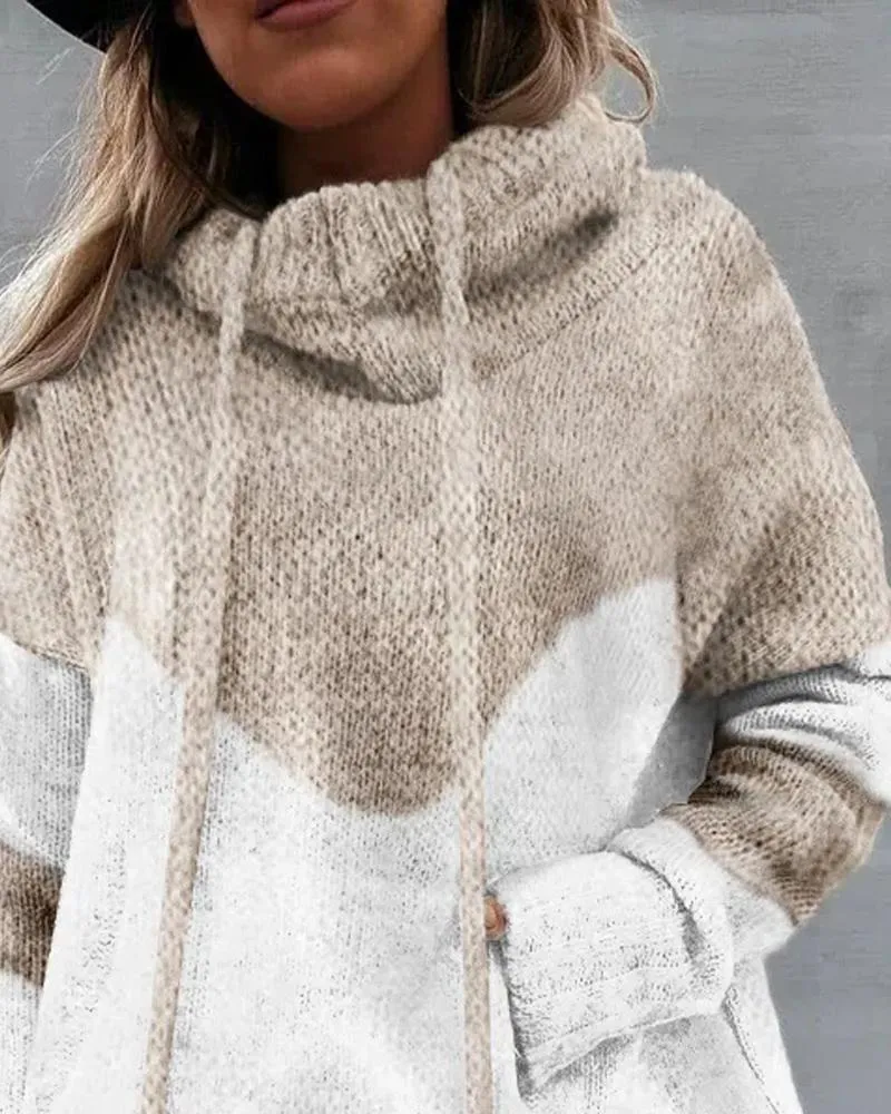 Colorblock Long Sleeve Chunky Knit Sweater