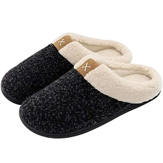 Comfortable Fleece Lining Cozy Memory Foam Slippers