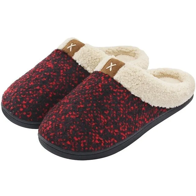 Comfortable Fleece Lining Cozy Memory Foam Slippers