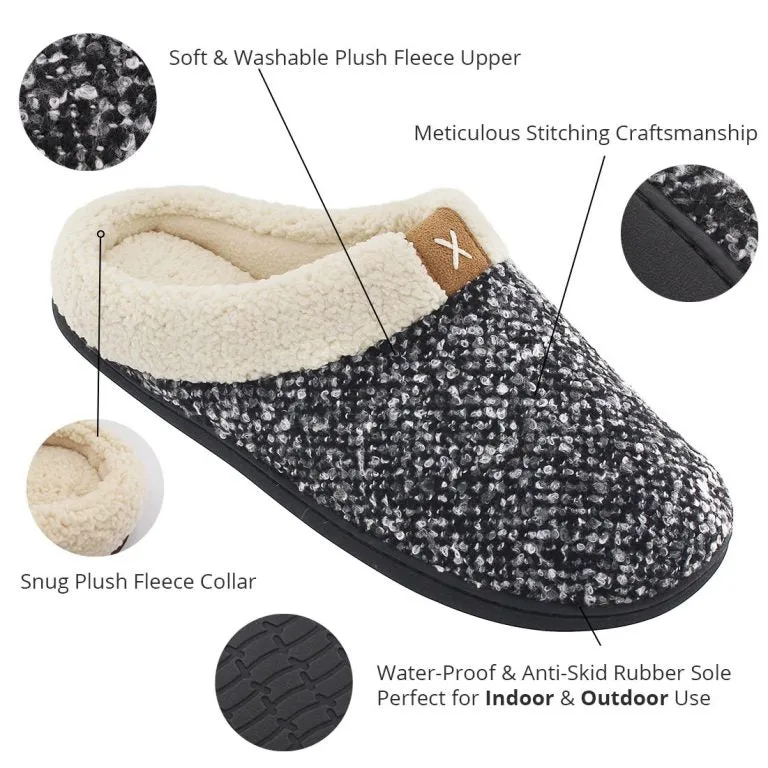 Comfortable Fleece Lining Cozy Memory Foam Slippers