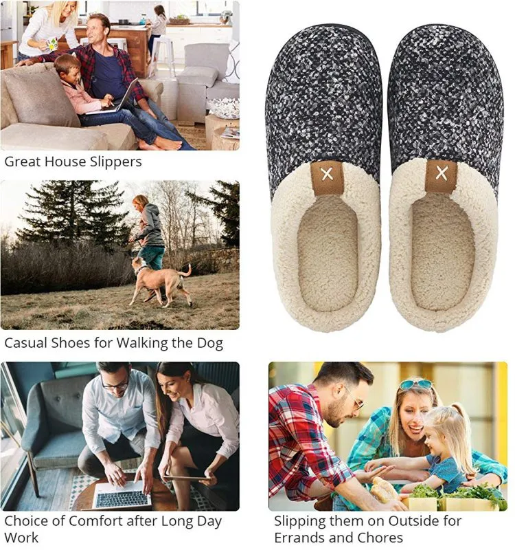 Comfortable Fleece Lining Cozy Memory Foam Slippers