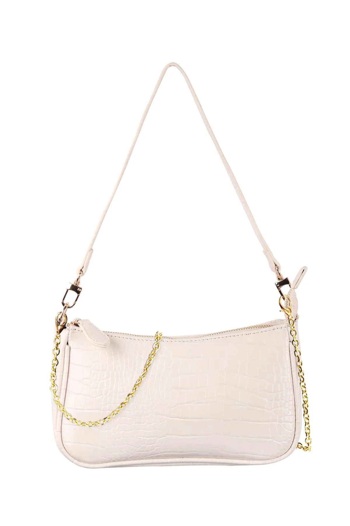 CONVERTIBLE LEATHER CROCODILE TEXTURED SHOLDER BAG, SLING BAG, POUCH