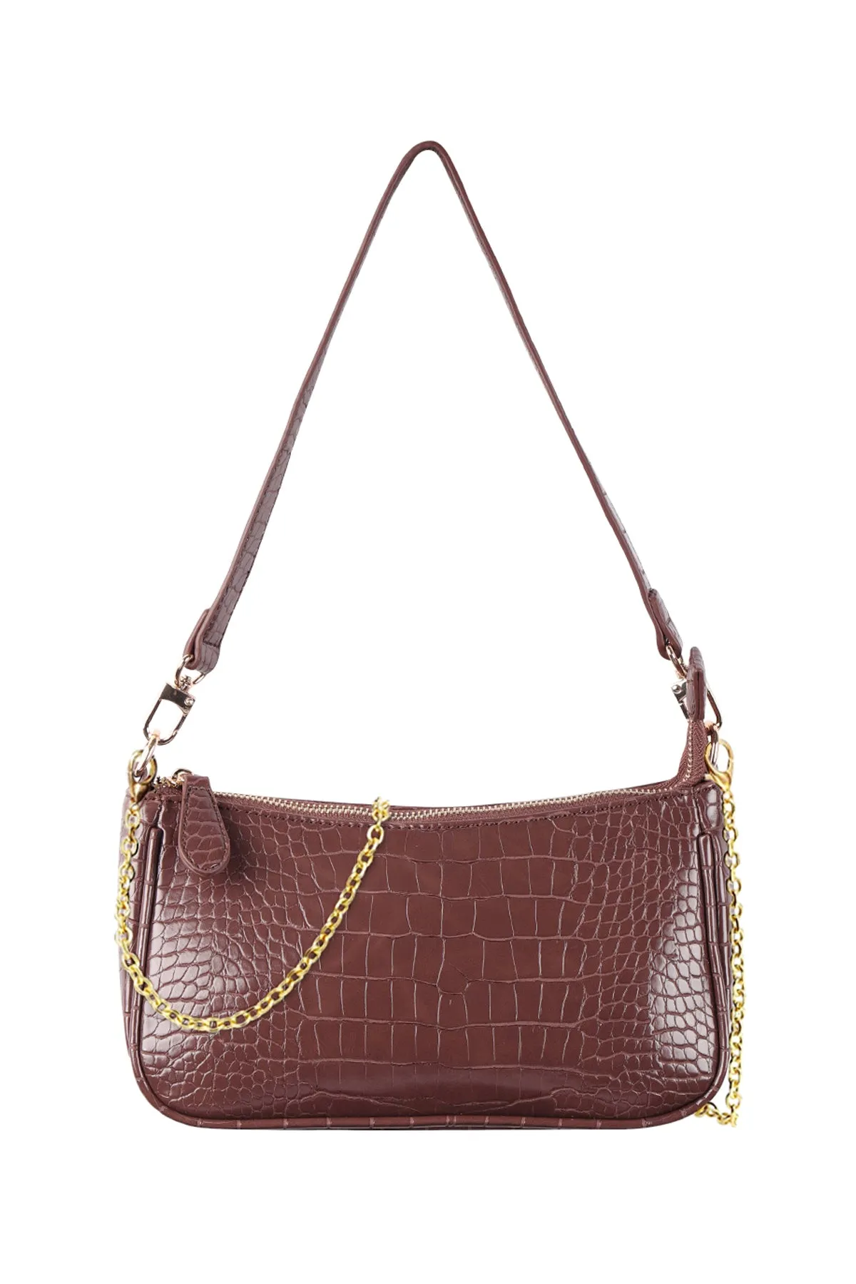 CONVERTIBLE LEATHER CROCODILE TEXTURED SHOLDER BAG, SLING BAG, POUCH
