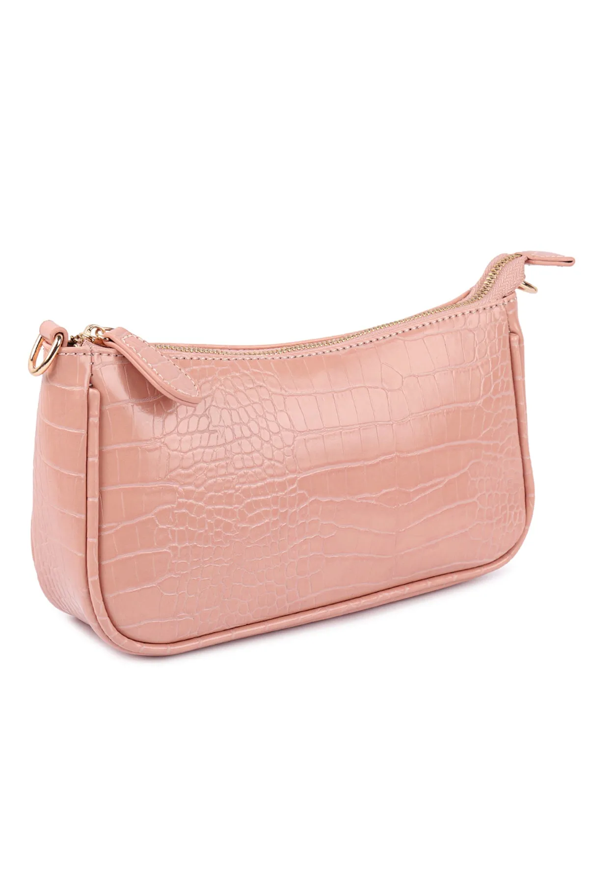 CONVERTIBLE LEATHER CROCODILE TEXTURED SHOLDER BAG, SLING BAG, POUCH