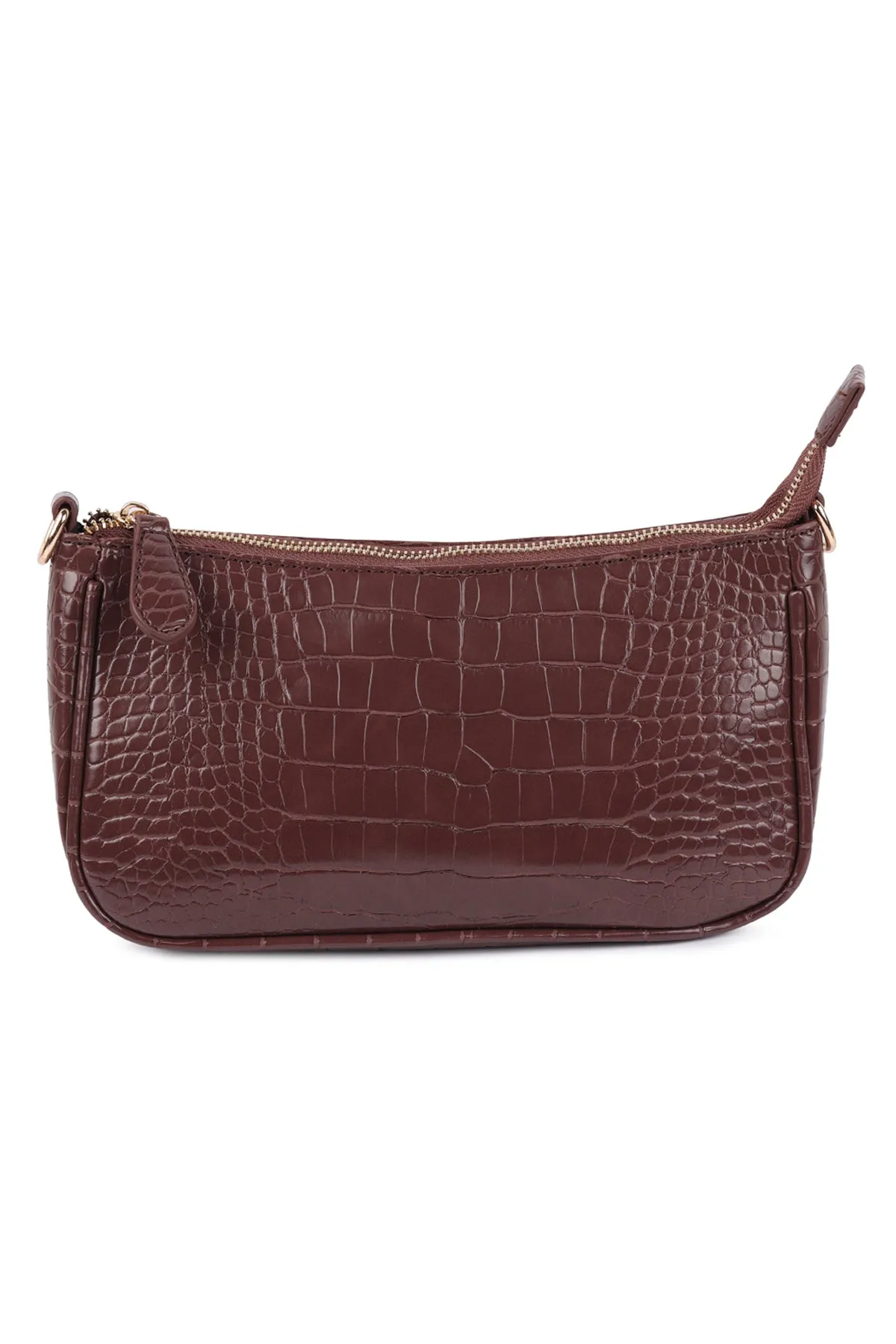 CONVERTIBLE LEATHER CROCODILE TEXTURED SHOLDER BAG, SLING BAG, POUCH