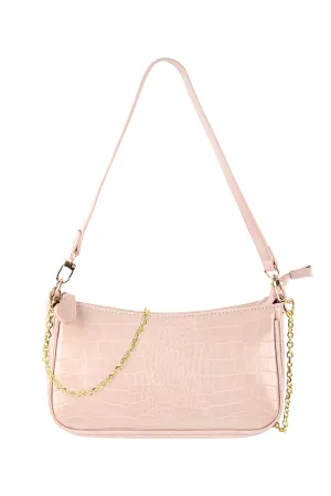 CONVERTIBLE LEATHER CROCODILE TEXTURED SHOLDER BAG, SLING BAG, POUCH