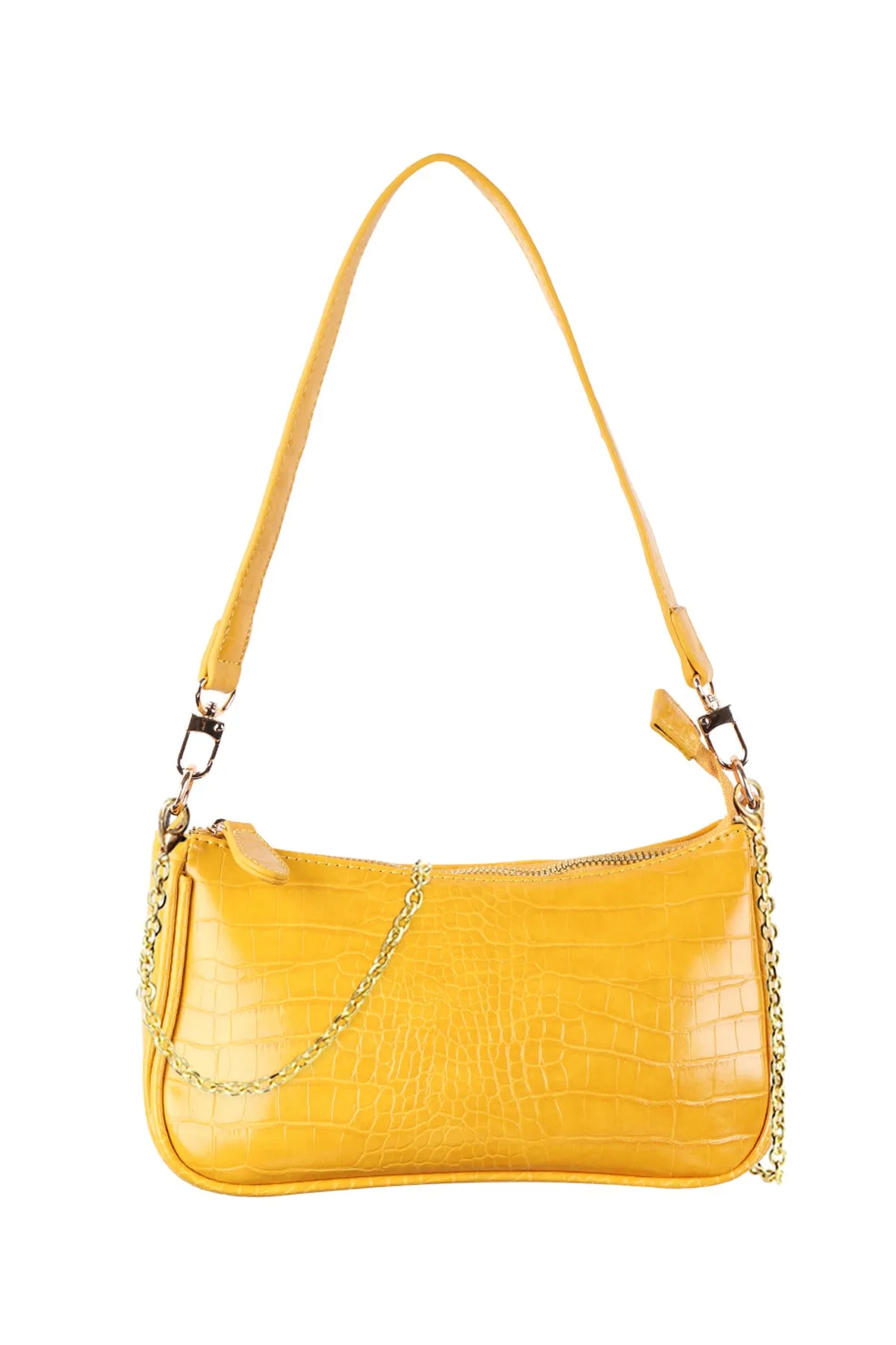 CONVERTIBLE LEATHER CROCODILE TEXTURED SHOLDER BAG, SLING BAG, POUCH