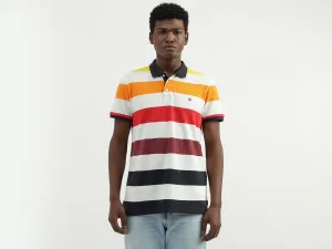 Cotton Striped Polo Collar Mens T-shirts