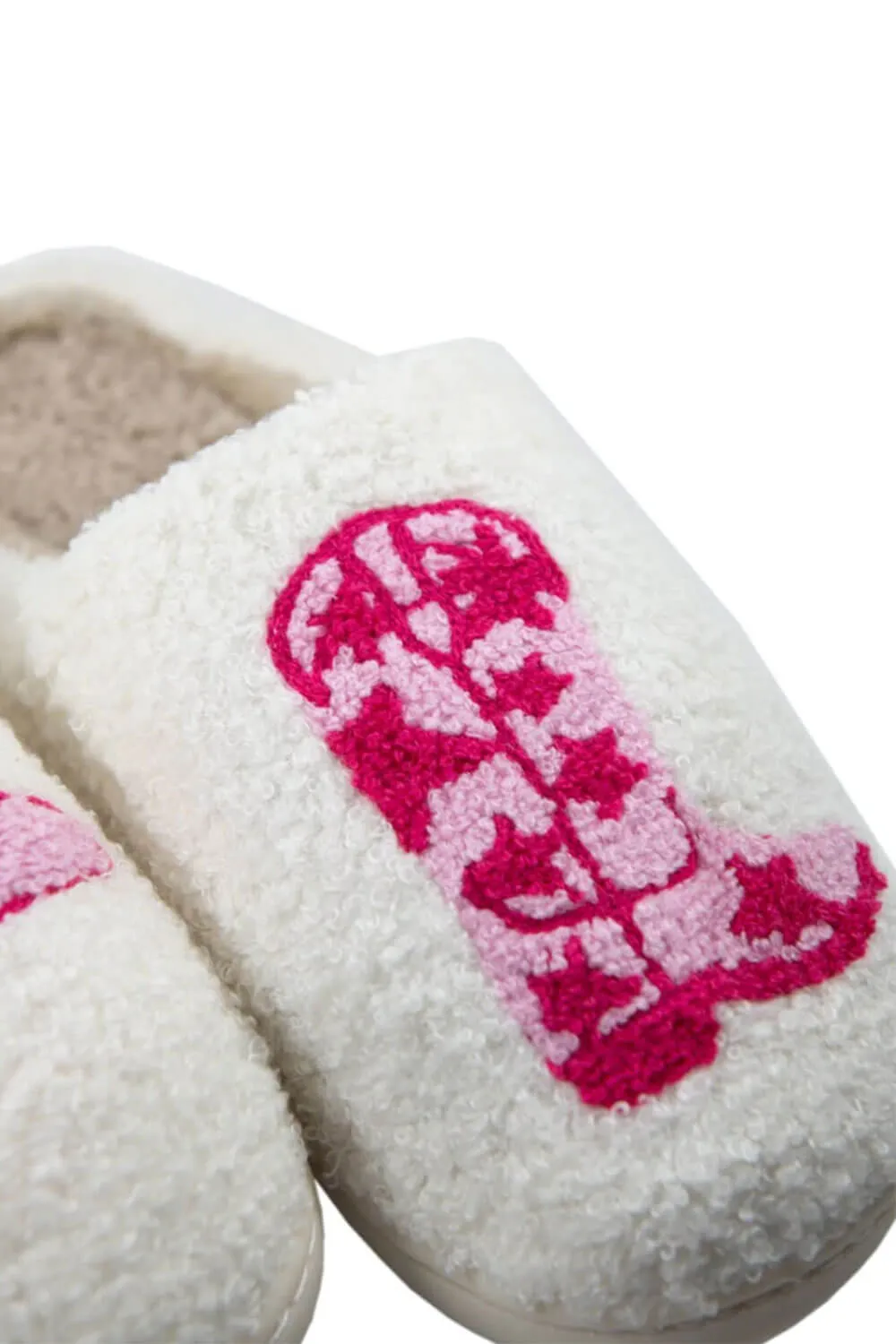 Cowboy Hat and Boot Slippers for Women in White | KDC-SLPR-120-WHT