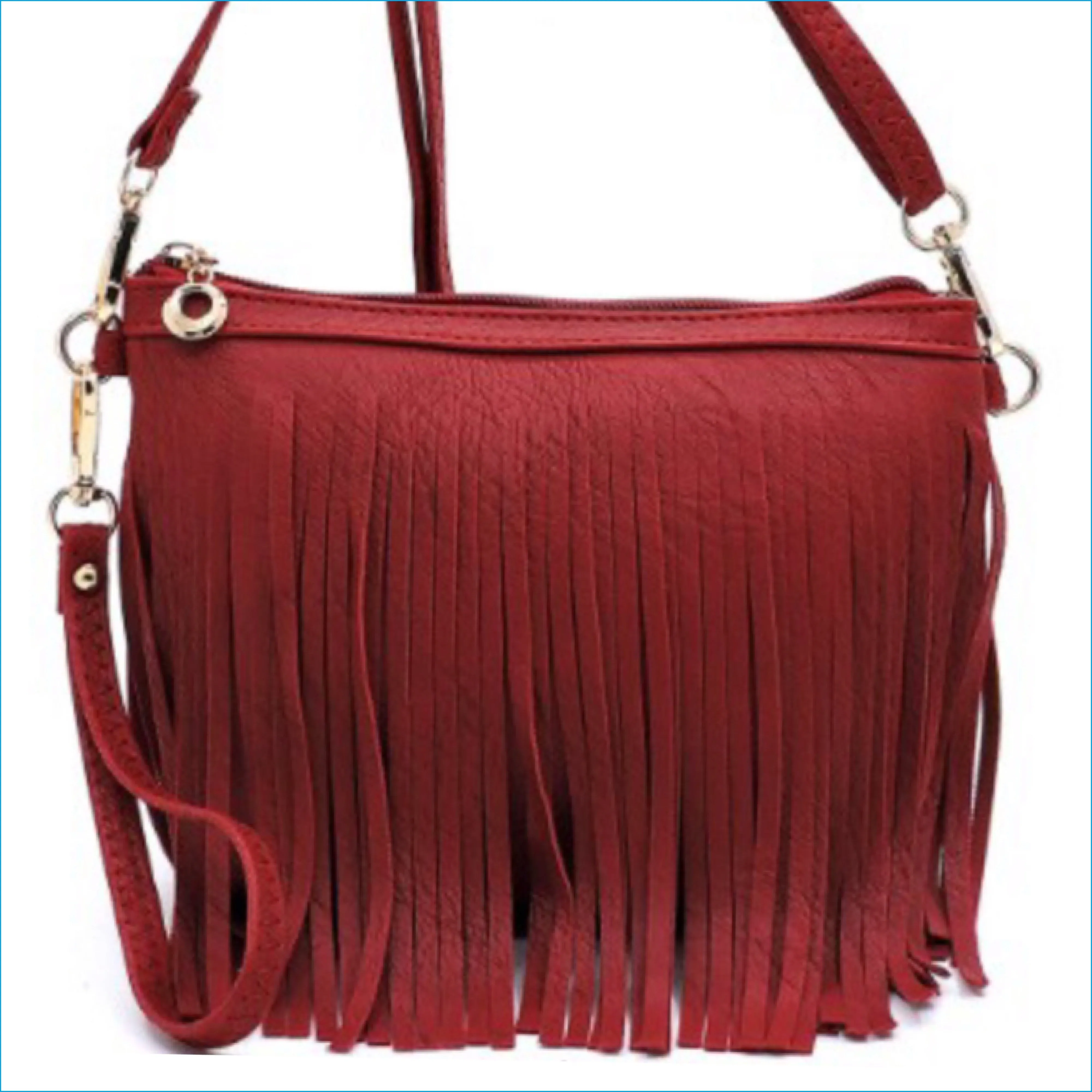 Cranberry Fringe Crossbody/Wristlet/Clutch
