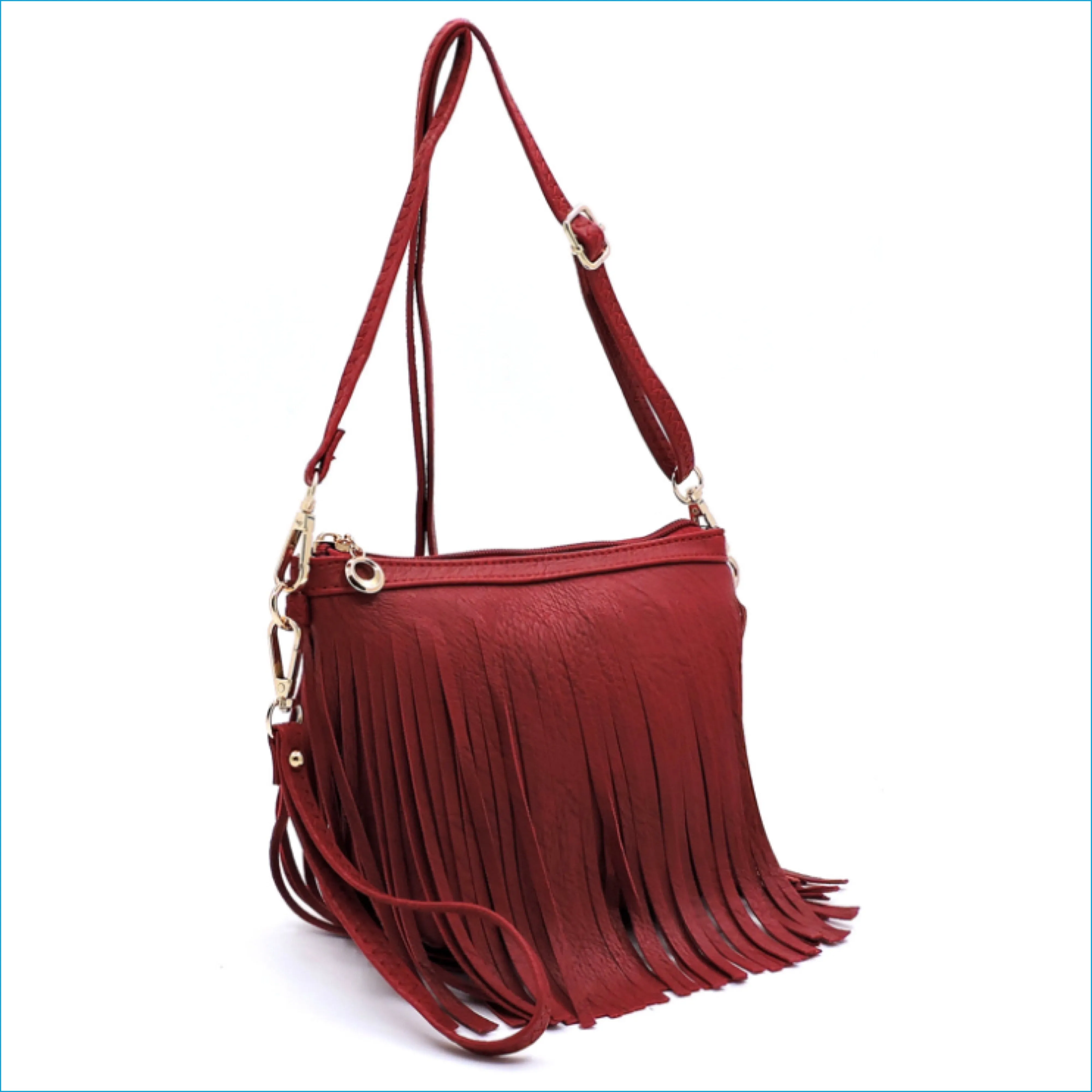Cranberry Fringe Crossbody/Wristlet/Clutch
