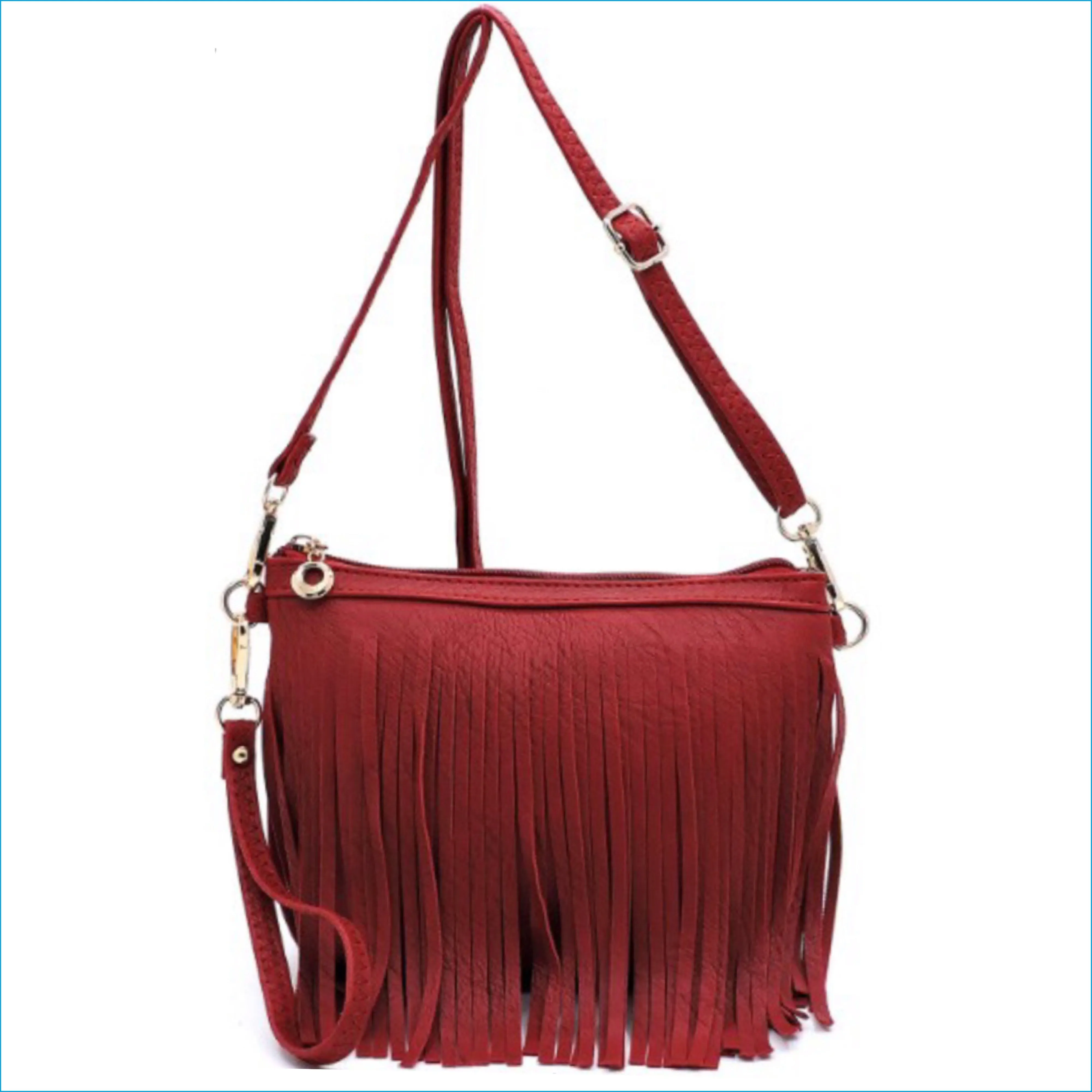 Cranberry Fringe Crossbody/Wristlet/Clutch