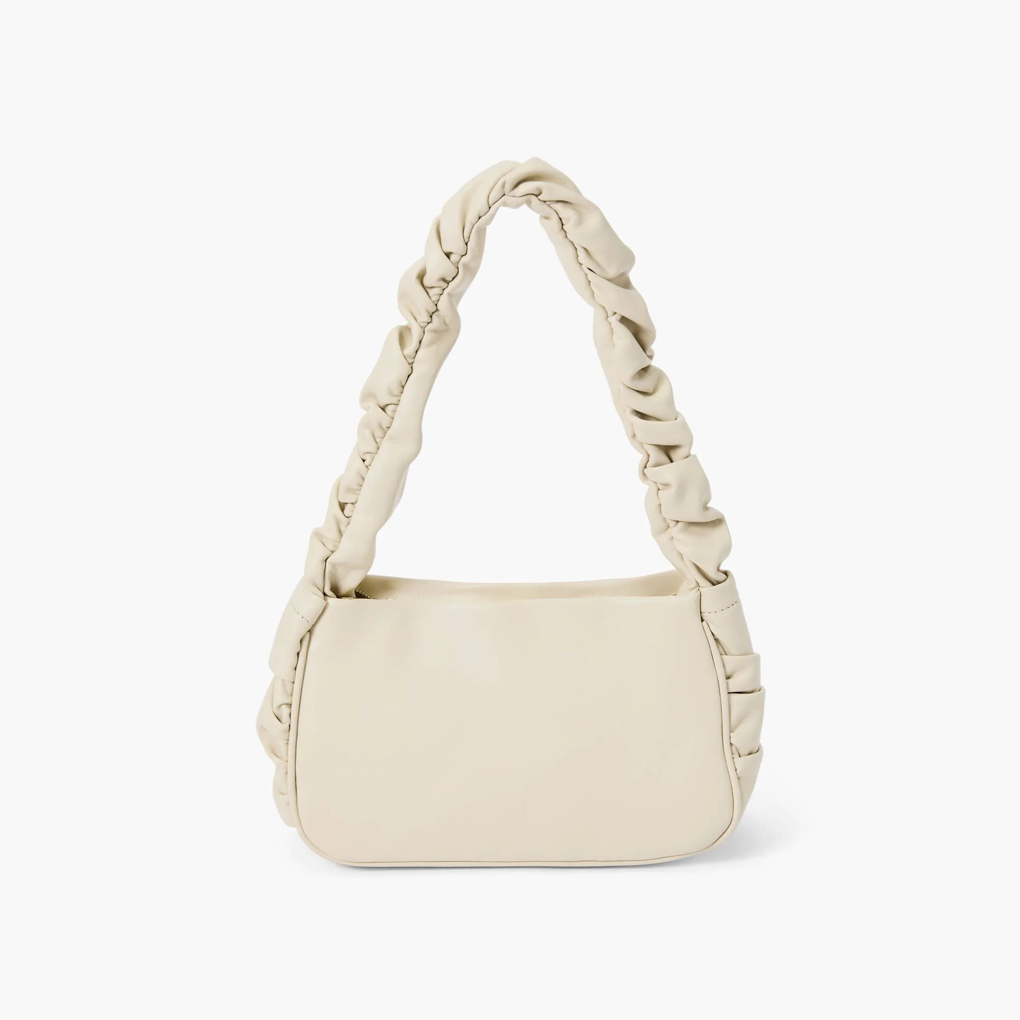 CREAM VEGAN LEATHER SCRUNCHIE SHOULDER PURSE