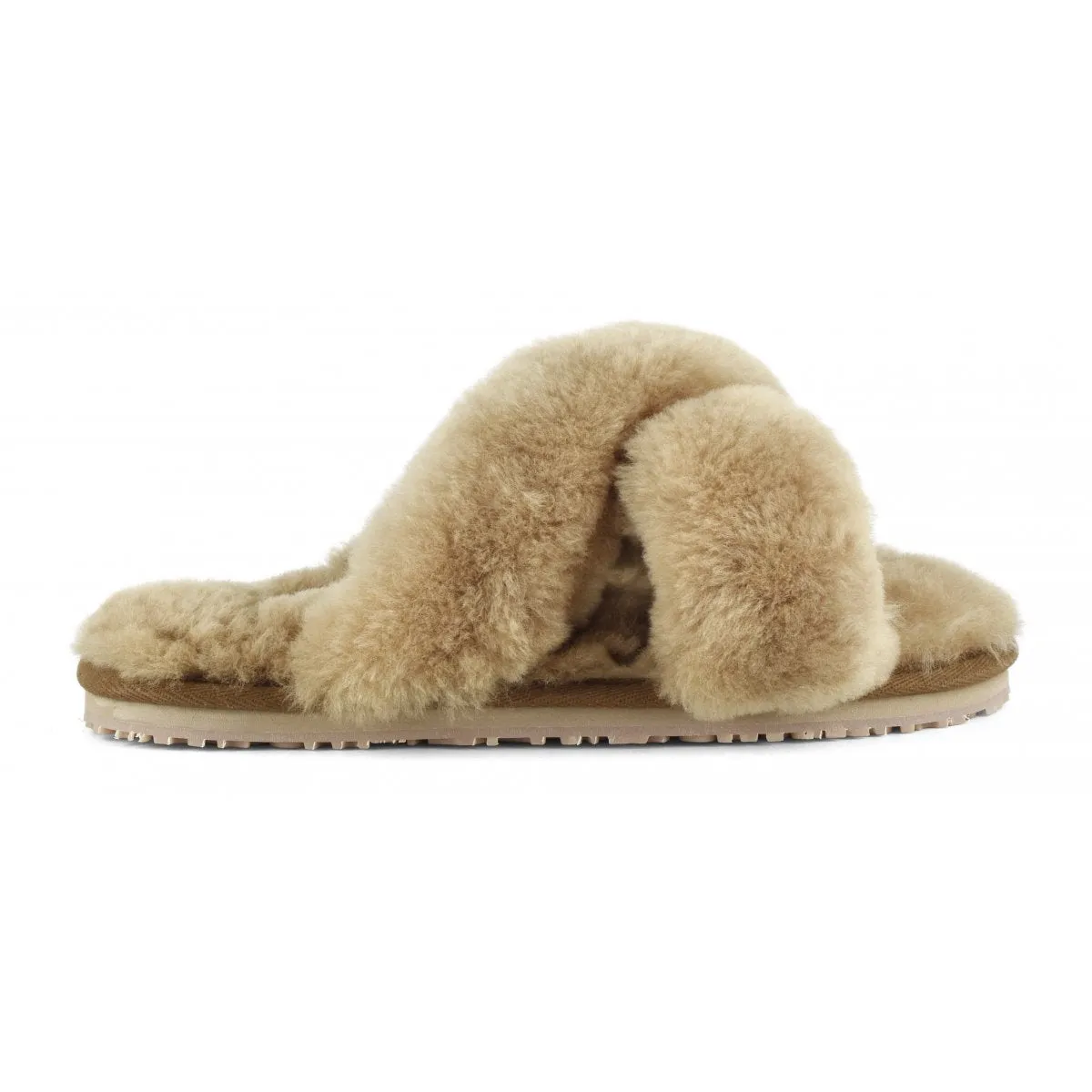 Criss Cross Fur Slide in Camel