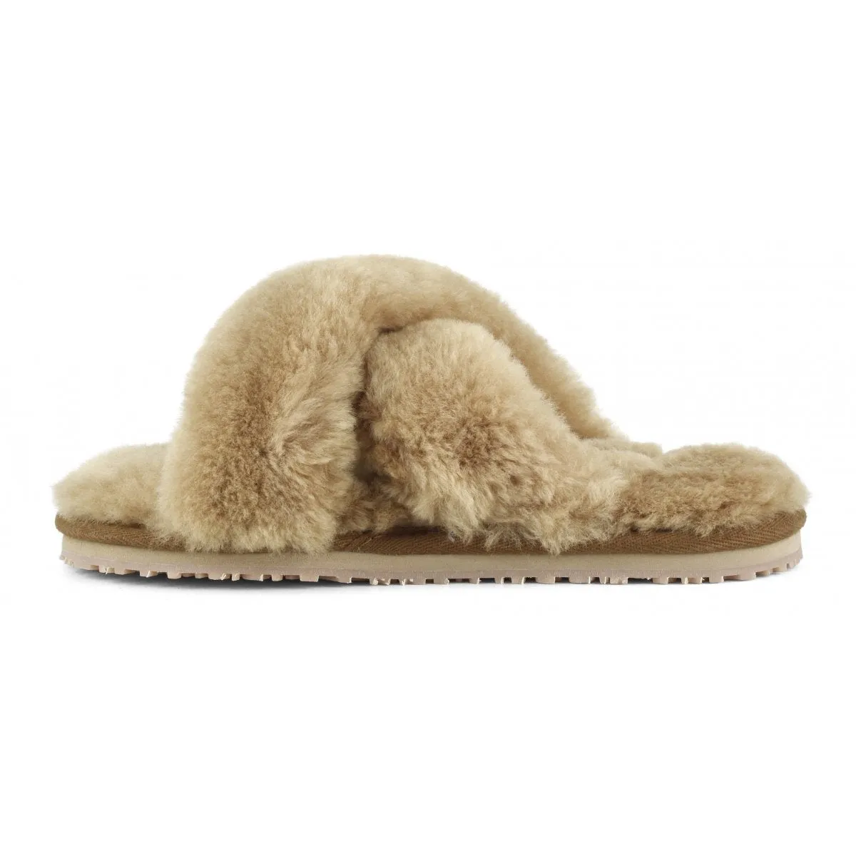 Criss Cross Fur Slide in Camel
