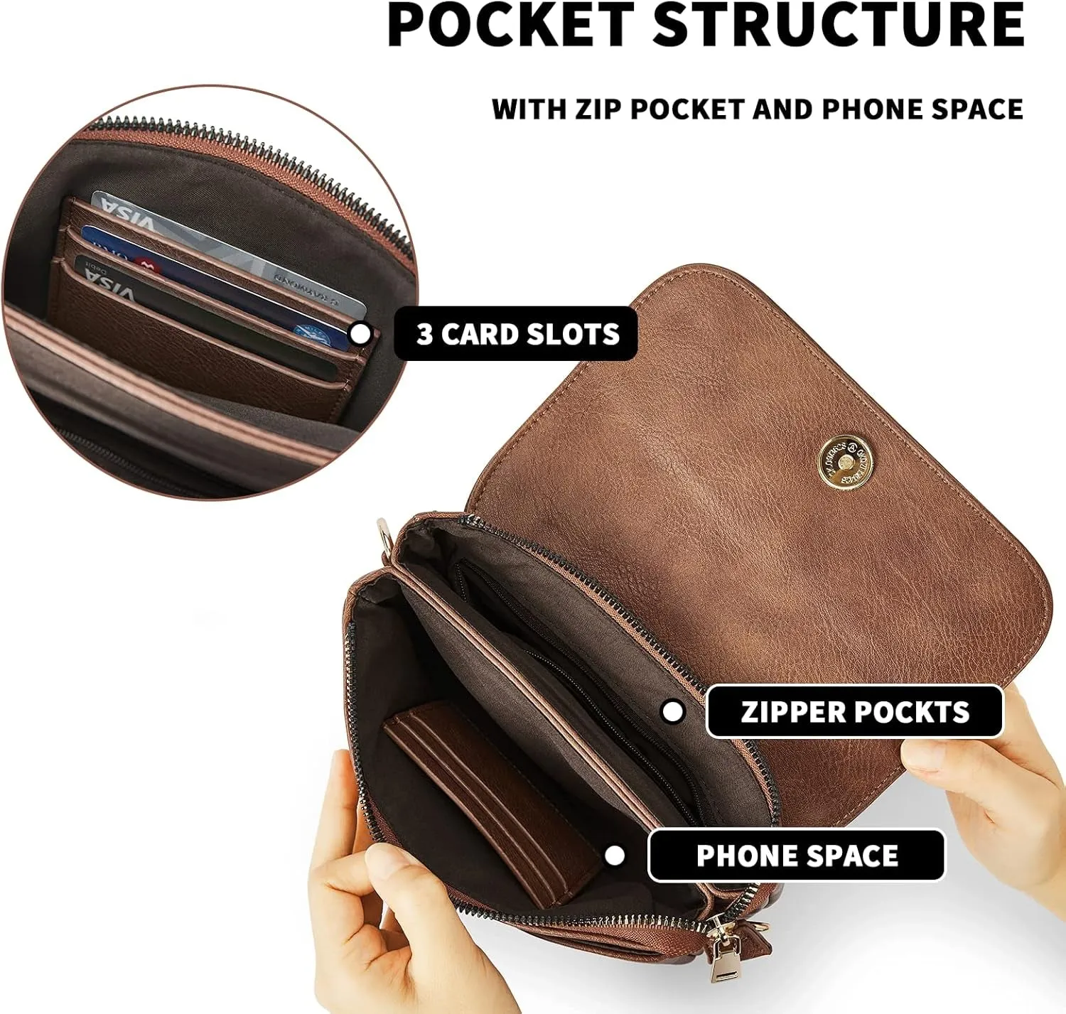 Crossbody Bags for Women, Vegan Leather Travel Phone Bags with Adjustable Strap