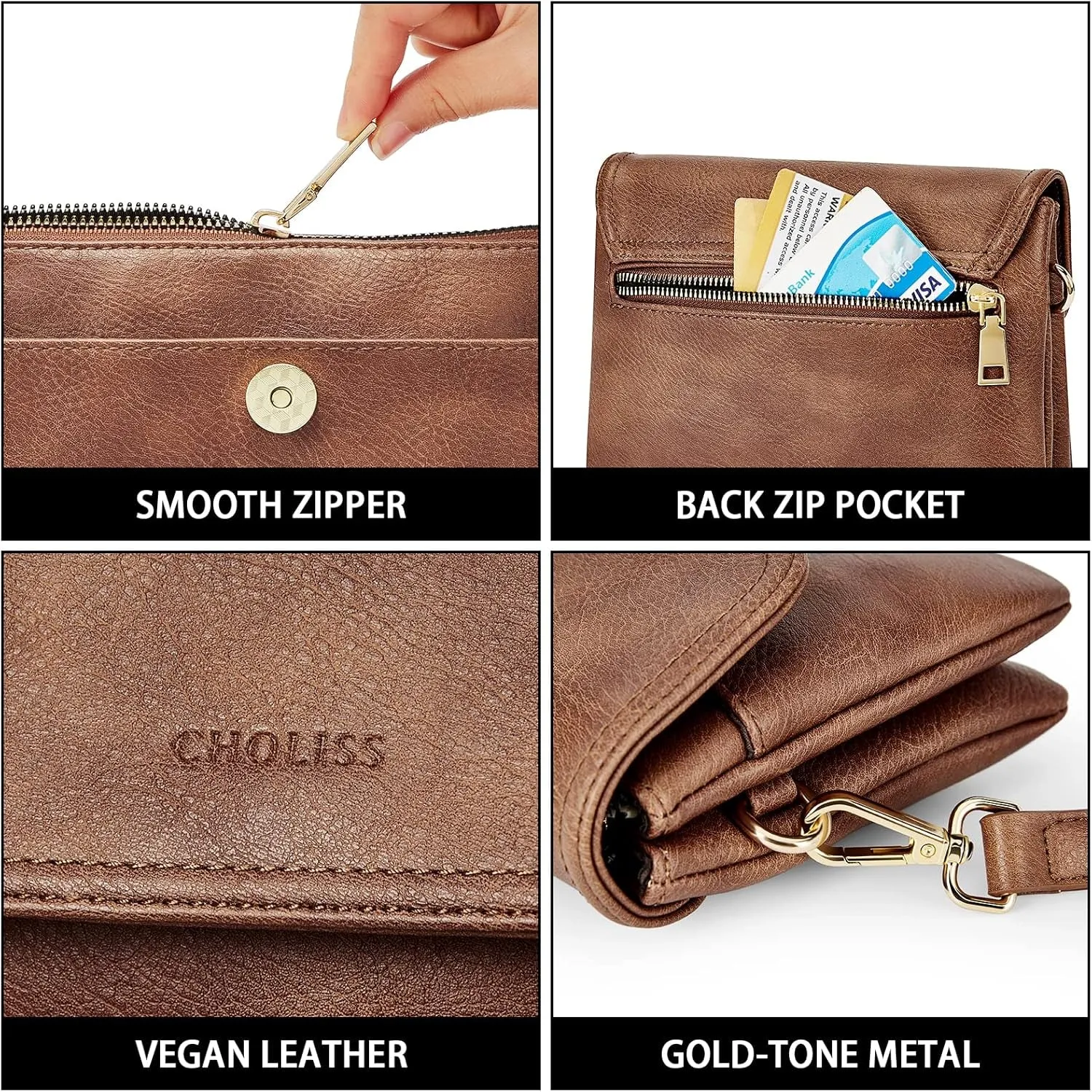Crossbody Bags for Women, Vegan Leather Travel Phone Bags with Adjustable Strap