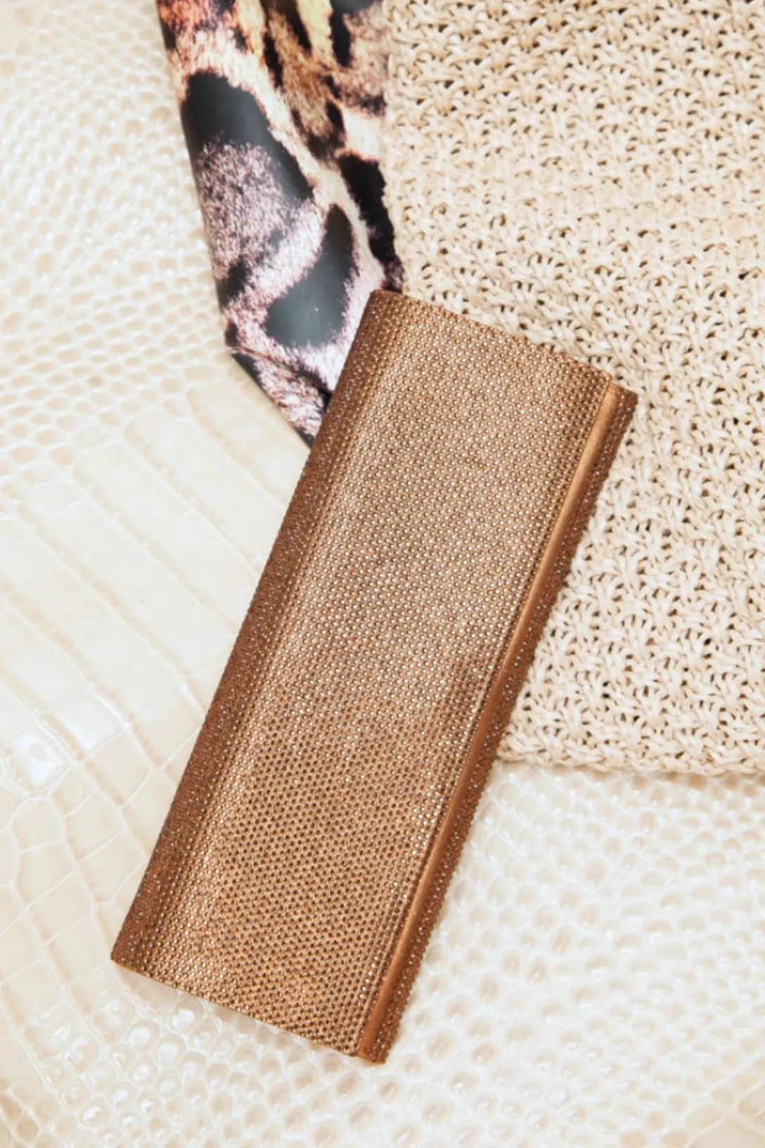 Crystal Envelope Clutch | Golden Shadow