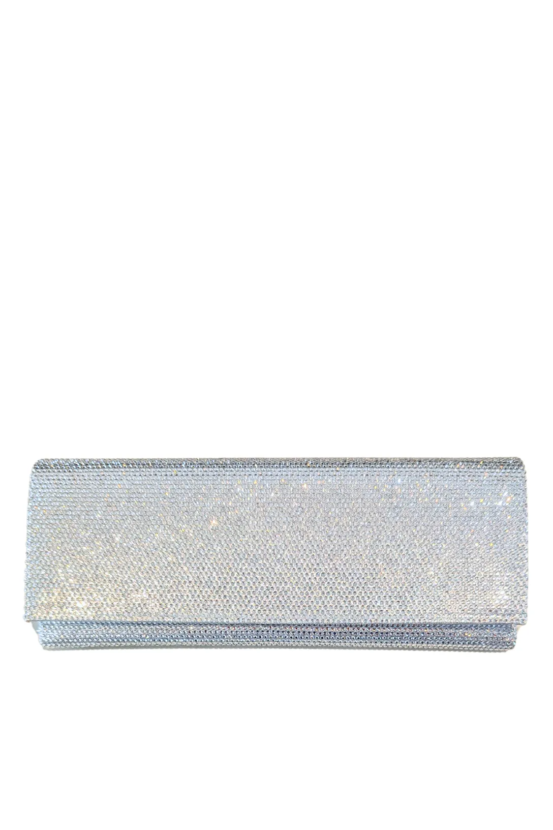 Crystal Envelope Clutch | Lame Silver