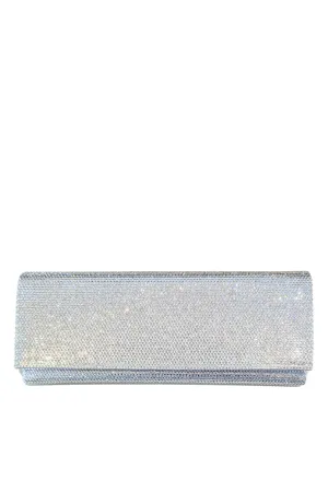 Crystal Envelope Clutch | Lame Silver