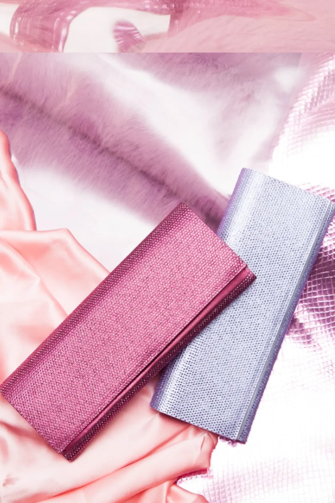 Crystal Envelope Clutch | Lame Silver