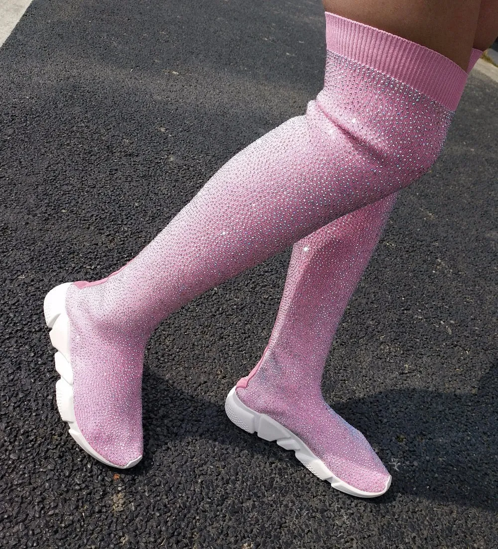 Crystals Knitting Sock Boots