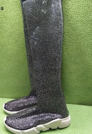 Crystals Knitting Sock Boots