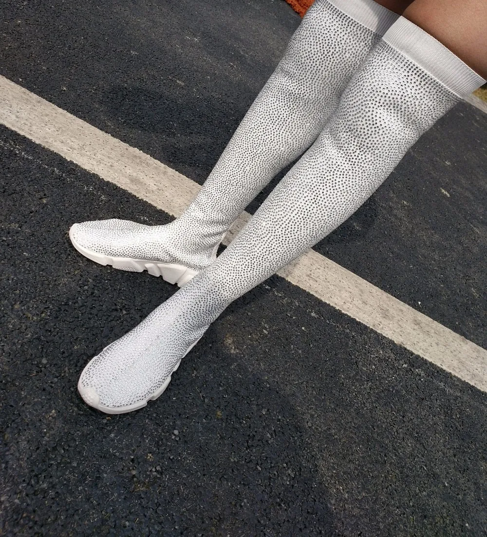 Crystals Knitting Sock Boots