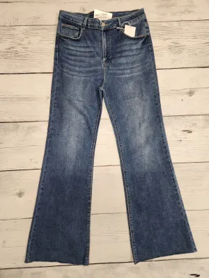 Curvy Risen High Rise Flare Raw Cut Hem Jeans