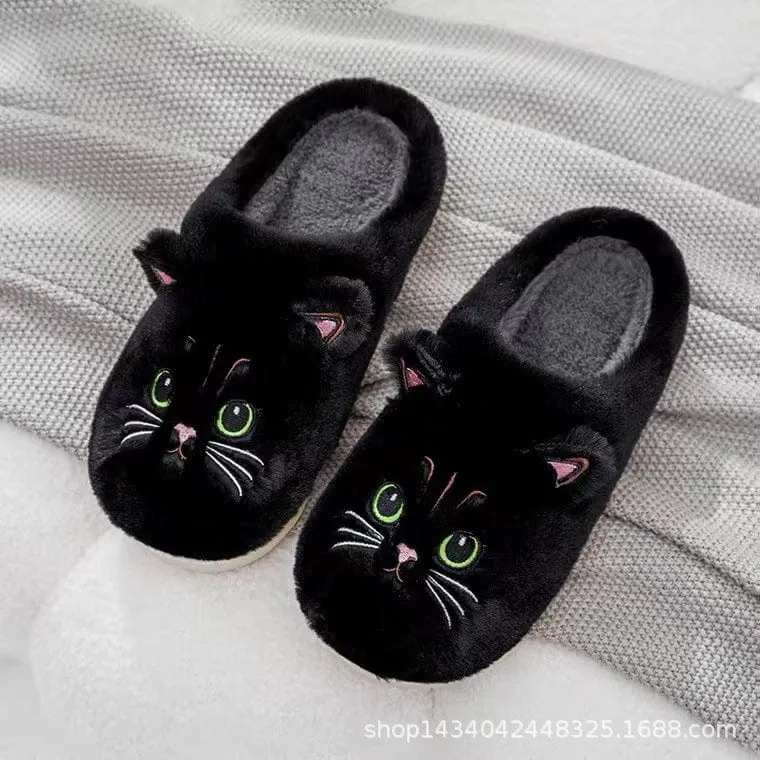 Cute Cartoon Cat Fuzzy Slippers