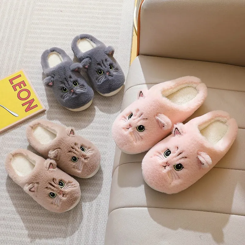 Cute Cartoon Cat Fuzzy Slippers