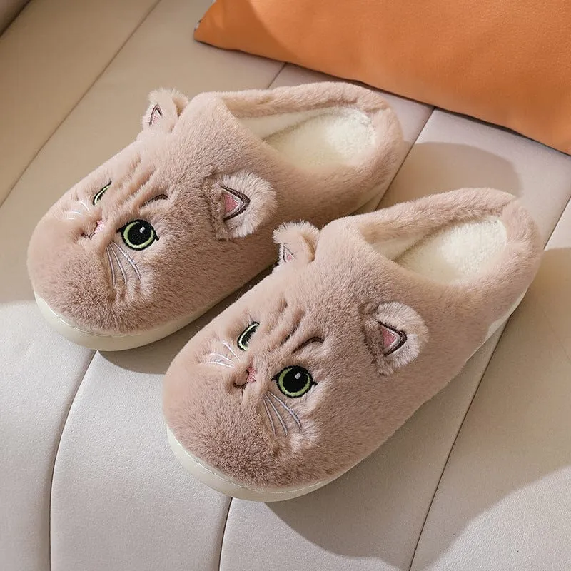 Cute Cartoon Cat Fuzzy Slippers
