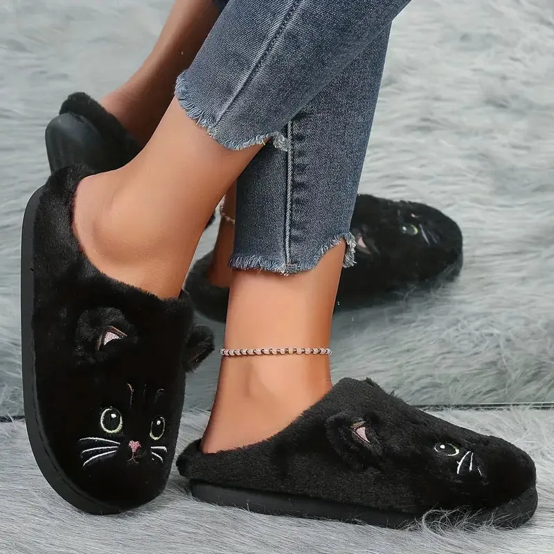 Cute Cartoon Cat Fuzzy Slippers
